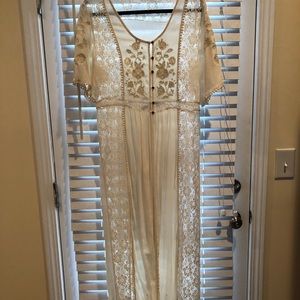 Long lace button up layer top